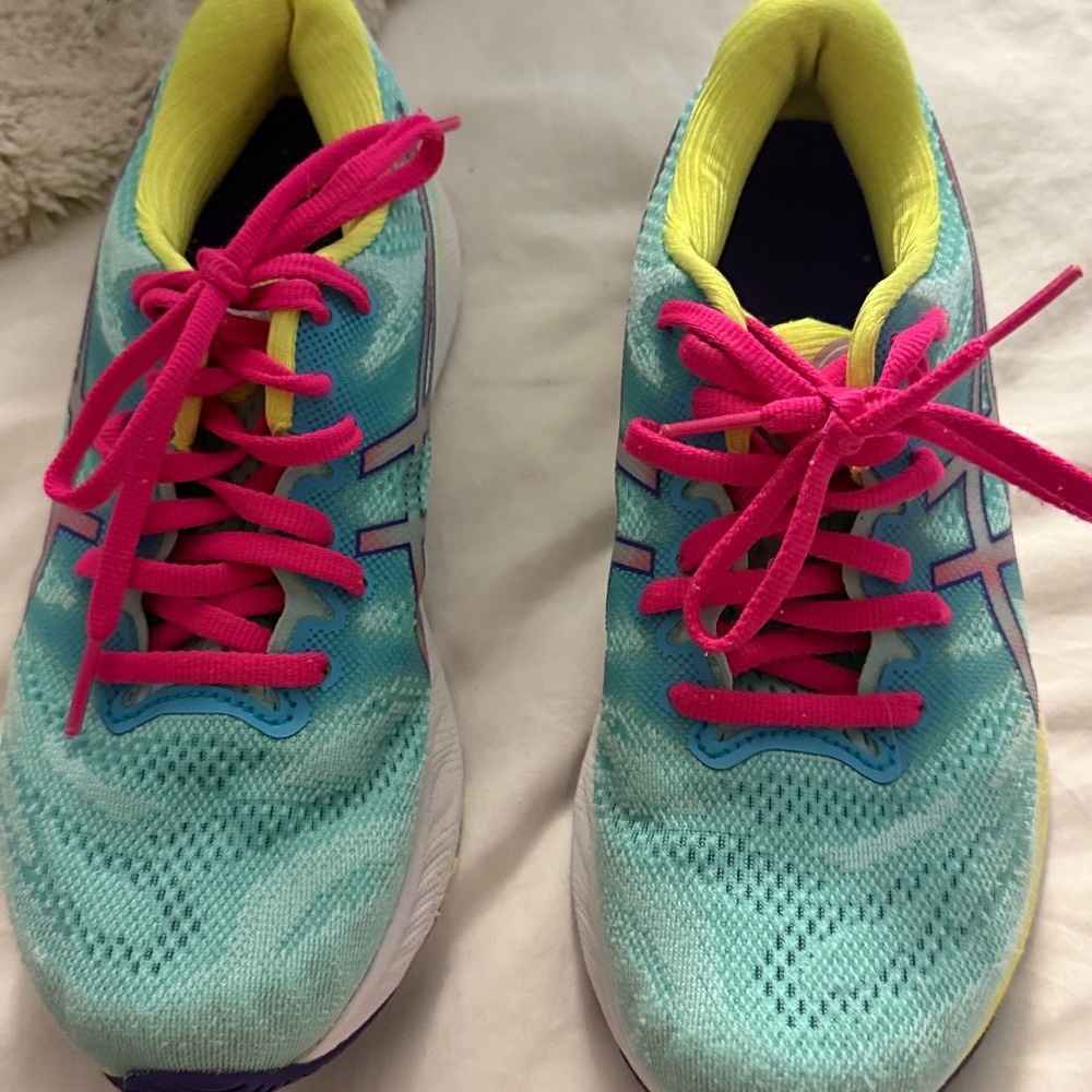 Asics Turquoise and Pink Athletic Shoes